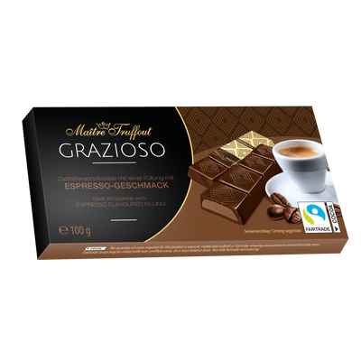 Image du produit 1 - Grazioso barres de chocolat mi - amer fourrées d'une garniture au goût espresso 100g (8x12,5g)